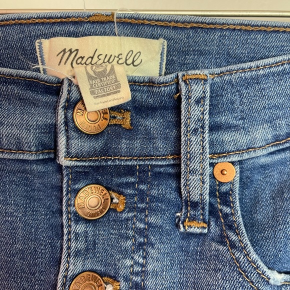 Madewell 10" High Rise Skinny Jeans Button Fly Raw Hem Mid Wash Denim Jean 26 - Picture 5 of 9